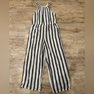 Max Studio Navy and White Striped Kids One Piece